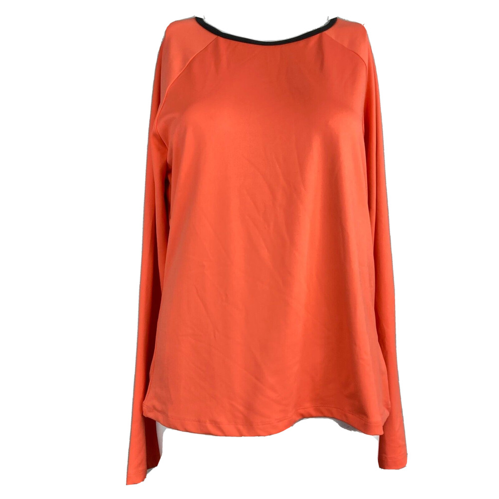 Tail Shirt Womens Sz M Orange Black Long Sleeve Stretch Pullover Tennis Golf